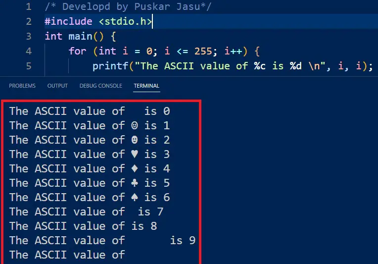 How To Display Ascii Value Of Character By C Language