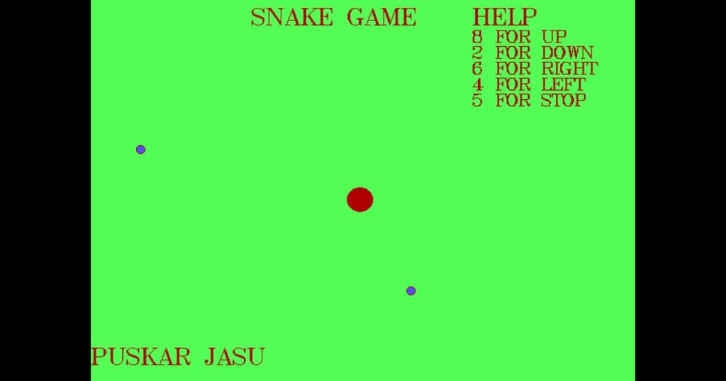 create a snake game using the C or C++ graphics programming language in Turbo C++.