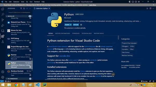 python extension for VS Code