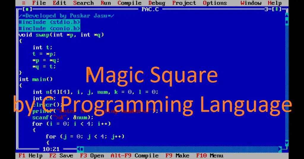 magic square using C or C++ programming language