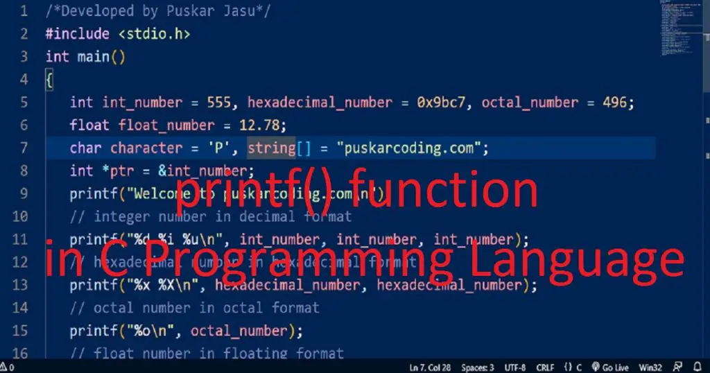 printf() function in C Programming Language