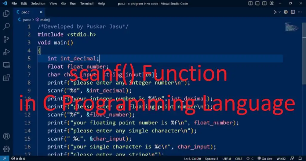 scanf() Function in C Programming Language
