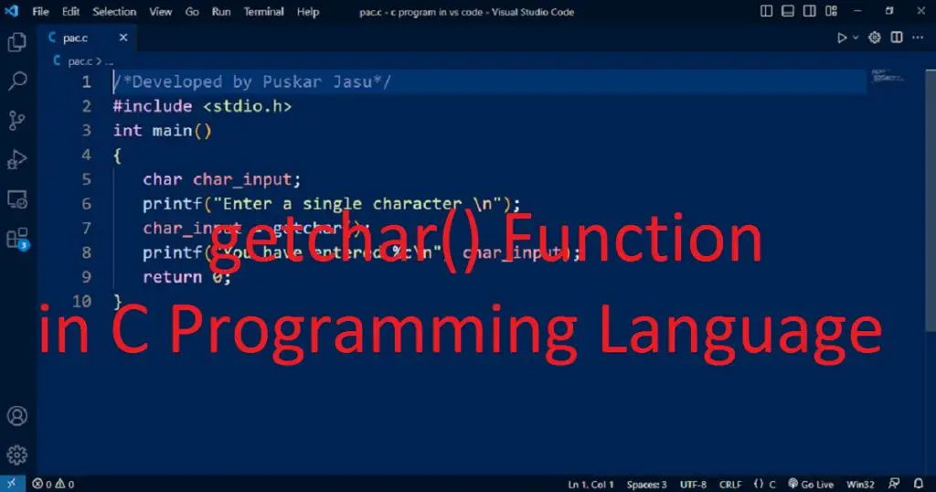 getchar() Function in C Programming Language