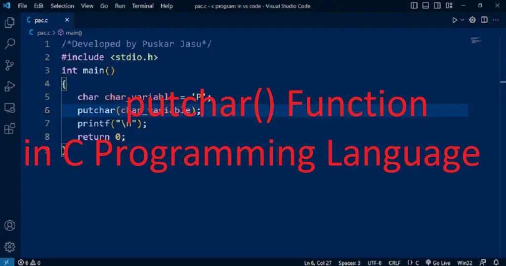 putchar() Function in C Programming Language