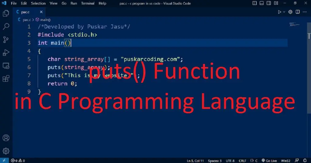 puts() Function in C Programming Language